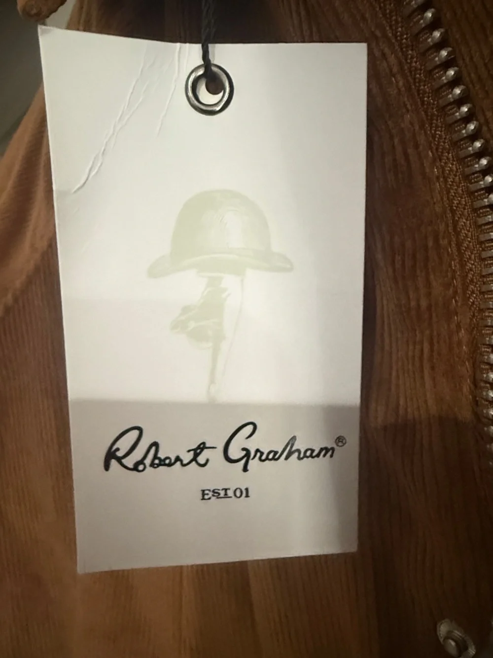 Robert Graham Brown Corduroy Field Jacket with Shearling Collar - Picture 2 of 5